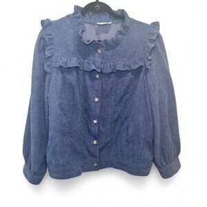 Lovely j blue corduroy blouse